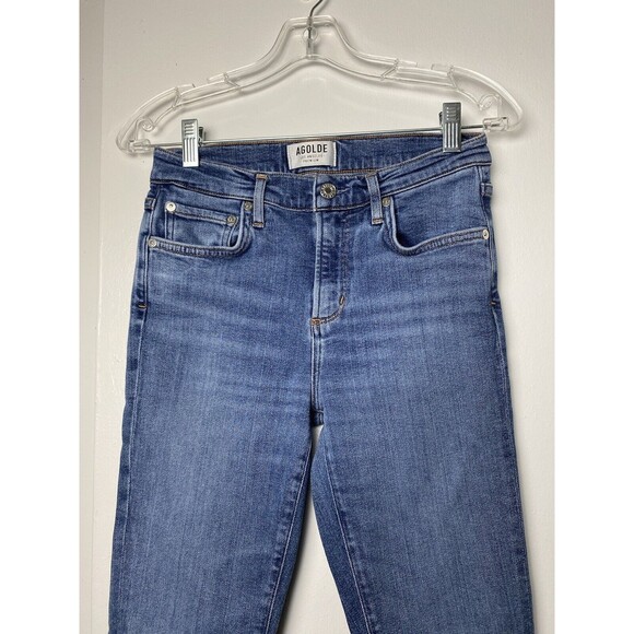 Agolde Blue Jeans Stretch Size 26 Denim Skinny Long Leg Pockets Mid Rise - Picture 5 of 12